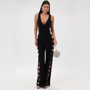 AKIRA YOUR MAIN ONE CUTOUT JUMPSUIT WITH RHINESTONES Size MM